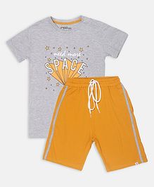 Li'L tomatoes Half Sleeves Need More Space Print Night Suit With 3 Ply Face Mask - Grey Li'L tomatoes Half Sleeves Need More Space Print Night Suit With 3 Ply Face Mask - Grey