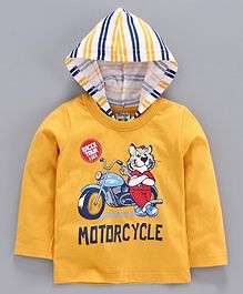 Tango Full Sleeves Hooded Tee Be Tiger Print - Yellow Tango Full Sleeves Hooded Tee Be Tiger Print - Yellow