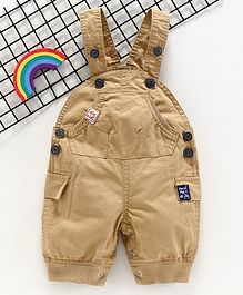 Olio Kids Sleeveless Solid Color Dungaree style Romper - Brown Olio Kids Sleeveless Solid Color Dungaree style Romper - Brown