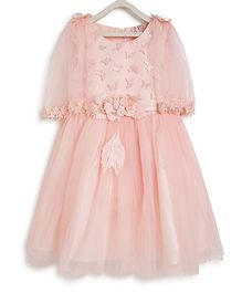 Kids On Board Sleeveless Butterfly Applique Cape Dress - Peach Kids On Board Sleeveless Butterfly Applique Cape Dress - Peach