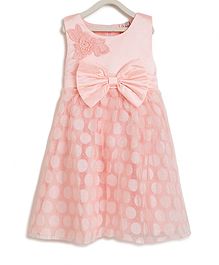 Kids On Board Sleeveless Flower Patch Detailing Flared Dress - Peach Kids On Board Sleeveless Flower Patch Detailing Flared Dress - Peach