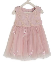 Kids On Board Sleeveless Flamingo Embroidery Detailing Flared Dress - Light Pink Kids On Board Sleeveless Flamingo Embroidery Detailing Flared Dress - Light Pink