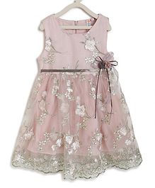 Kids On Board Sleeveless Flower Embroidery Detailing Flared Dress - Light Pink Kids On Board Sleeveless Flower Embroidery Detailing Flared Dress - Light Pink