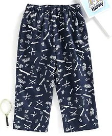Babyhug Full Length Pajamas Skateboard Print - Navy Blue