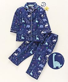 Enfance Core Animals Printed Full Sleeves Night Suit - Navy Blue Enfance Core Animals Printed Full Sleeves Night Suit - Navy Blue