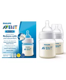 Avent Classic Anti Colic Bottle I Ideal for 0 Month+ I New Born Flow I BPA Free Pack of 2 - 125 ml