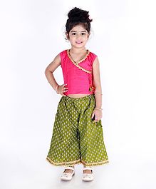 KID1 Sleeveless Crop Top With Printed Palazzo - Pink KID1 Sleeveless Crop Top With Printed Palazzo - Pink