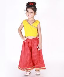KID1 Sleeveless Crop Top With Triangle Palazzo - Yellow KID1 Sleeveless Crop Top With Triangle Palazzo - Yellow