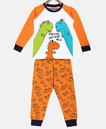 Little Marine Raglan Full Sleeves Dragon Print Detailing Night Suit - Orange Little Marine Raglan Full Sleeves Dragon Print Detailing Night Suit - Orange