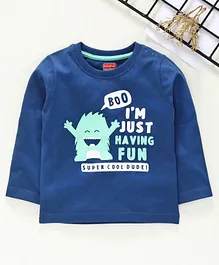 Babyhug Full Sleeves Tee Text Print - Blue