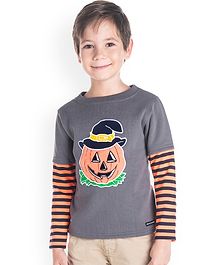 Cherry Crumble By Nitt Hyman Full Sleeves Pumpkin Patch Tee - Grey Cherry Crumble By Nitt Hyman Full Sleeves Pumpkin Patch Tee - Grey