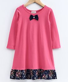 CrayonFlakes Full Sleeves Floral Frill Nighty - Pink CrayonFlakes Full Sleeves Floral Frill Nighty - Pink