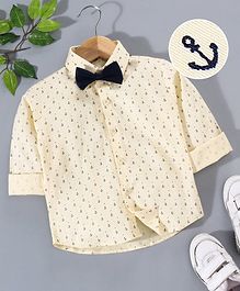 Robo Fry Party Wear Full Sleeves Shirt With Bow Anchor Print - Yellow Robo Fry Party Wear Full Sleeves Shirt With Bow Anchor Print - Yellow