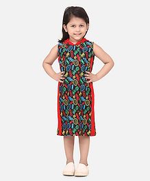 Lilpicks Couture Sleeveless Car Printed Hooded Dress - Red Lilpicks Couture Sleeveless Car Printed Hooded Dress - Red