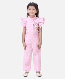 Lilpicks Couture Cap Sleeves Unicorn Embroidery Detailing Jumpsuit - Light Pink Lilpicks Couture Cap Sleeves Unicorn Embroidery Detailing Jumpsuit - Light Pink