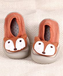 Hoppipola Fox Face Decorated Sock Shoes - Brown Hoppipola Fox Face Decorated Sock Shoes - Brown