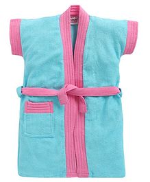 BUMZEE Solid Colour Half Sleeves Bathrobe - Blue & Pink BUMZEE Solid Colour Half Sleeves Bathrobe - Blue & Pink