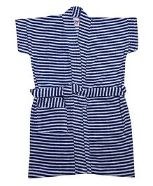 BUMZEE Striped Half Sleeve Bathrobe - Blue BUMZEE Striped Half Sleeve Bathrobe - Blue