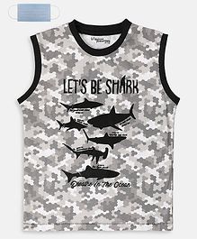 Li'L tomatoes Sleeveless Shark Printed T-Shirt With Free 3-Ply Face Mask - Grey Li'L tomatoes Sleeveless Shark Printed T-Shirt With Free 3-Ply Face Mask - Grey