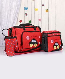 Diaper Bag Set Car Embroidery - Red
