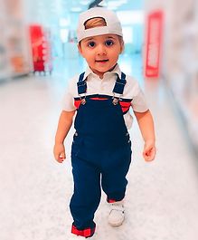 Cherry Crumble By Nitt Hyman Solid Sleeveless Dungaree - Blue Cherry Crumble By Nitt Hyman Solid Sleeveless Dungaree - Blue