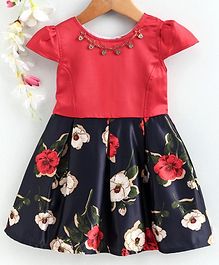 Rassha Flower Print Cap Sleeves Dress - Maroon Rassha Flower Print Cap Sleeves Dress - Maroon