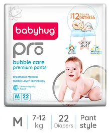 Babyhug Pro Bubble Care Premium Pant Style Diapers Medium (M) Size - 22 Pieces