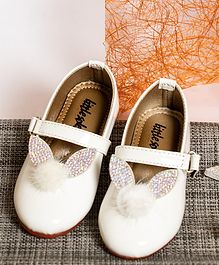 Little soles Mary Jane With Furry Bunny Ears - White Little soles Mary Jane With Furry Bunny Ears - White