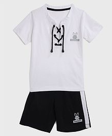 KIDSCRAFT Half Sleeves Knot Style Tee With Shorts - White KIDSCRAFT Half Sleeves Knot Style Tee With Shorts - White