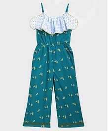 KIDSCRAFT Sleeveless Bird Print Detailing Jumpsuit - Green KIDSCRAFT Sleeveless Bird Print Detailing Jumpsuit - Green