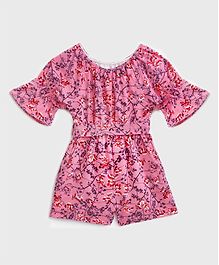 KIDSCRAFT Half Sleeves Floral Print Jumpsuit - Light Pink KIDSCRAFT Half Sleeves Floral Print Jumpsuit - Light Pink
