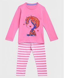 KIDSCRAFT Full Sleeves Cute Doll Printed Night Suit - Pink KIDSCRAFT Full Sleeves Cute Doll Printed Night Suit - Pink