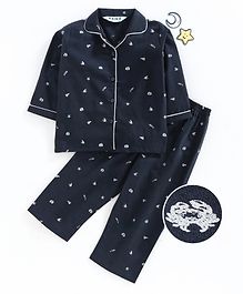 Enfance Core Full Sleeves Sail Boat & Sea Creatures Printed Night Suit - Navy Blue Enfance Core Full Sleeves Sail Boat & Sea Creatures Printed Night Suit - Navy Blue