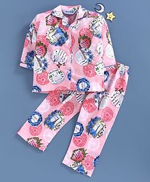Enfance Core Badge Printed Full Sleeves Night Suit - Peach Enfance Core Badge Printed Full Sleeves Night Suit - Peach