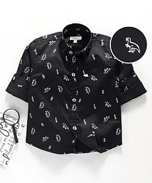 Attack Full Sleeves Shirt Dino Print - Black Attack Full Sleeves Shirt Dino Print - Black