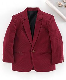 Rikidoos Full Sleeves Self Checked Blazer - Maroon Rikidoos Full Sleeves Self Checked Blazer - Maroon