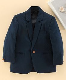 Rikidoos Full Sleeves Self Checked Blazer - Navy Blue Rikidoos Full Sleeves Self Checked Blazer - Navy Blue