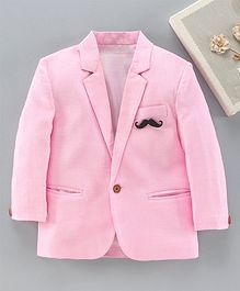 Rikidoos Full Sleeves Moustached Brooch Embellished Blazer - Light Pink Rikidoos Full Sleeves Moustached Brooch Embellished Blazer - Light Pink
