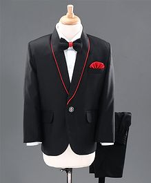 Rikidoos Fabric Full Sleeves 3 Pcs Party Wear Coat Suit - Black Rikidoos Fabric Full Sleeves 3 Pcs Party Wear Coat Suit - Black