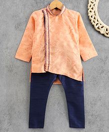 Ridokidz Full Sleeves Flower Print Kurta With Pajama - Peach Ridokidz Full Sleeves Flower Print Kurta With Pajama - Peach
