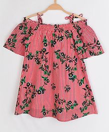 Peppermint Half Sleeves Cold Shoulder Striped Dress - Multi Colour Peppermint Half Sleeves Cold Shoulder Striped Dress - Multi Colour