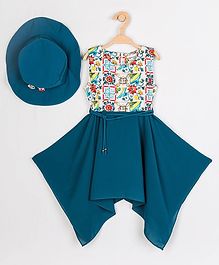 Peppermint Sleeveless Floral Print Asymmetrical Dress - Blue Peppermint Sleeveless Floral Print Asymmetrical Dress - Blue