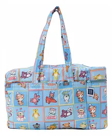 Mee Mee Check Diaper Bag With Warmer Bear Print - Blue