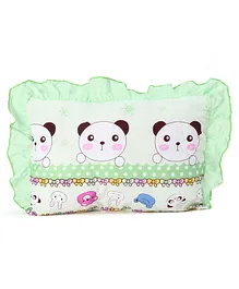 Montaly Frilled Rectangular Baby Pillow Animal Print - Green White