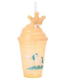 Crown Shaped Water Bottle Unicorn Print - Yellow