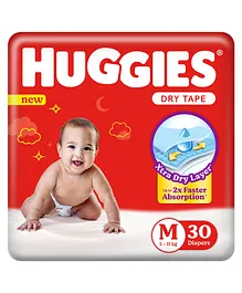Huggies Dry Diapers Medium Size - 30 Pieces