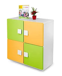 Alex Daisy Wooden Two Layer Bookcase - Yellow And Green