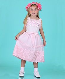 Dolce Liya Sleeveless Party Dress Bow Applique - Pink Dolce Liya Sleeveless Party Dress Bow Applique - Pink