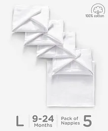 Babyhug Cotton Cloth Nappy Set of 5 Large - White