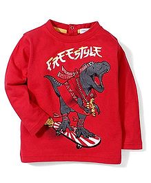 Pumpkin Patch Full Sleeves Dino Printed T-Shirt - Red Pumpkin Patch Full Sleeves Dino Printed T-Shirt - Red